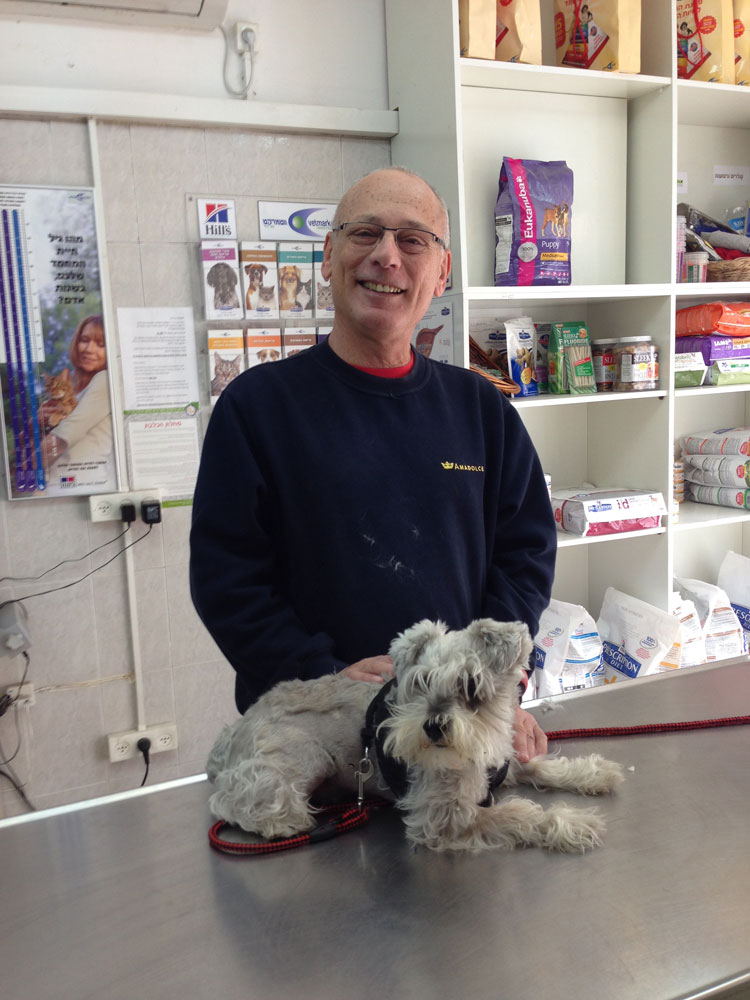 לקוח עם כלב על משטח הטיפולים - vets4pets חיסון לכלבים